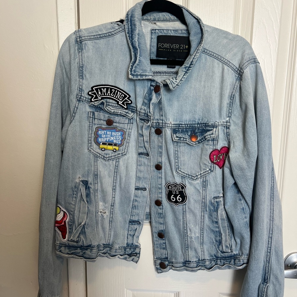 Blue Denim Jacket with Fun Patches
